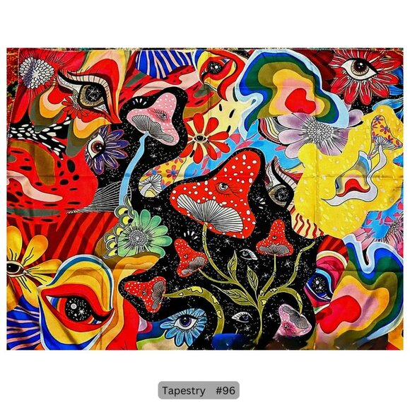 Trippy Mushrooms with Eye Tapestry Hanging Wall Decor - Picture 1 of 1